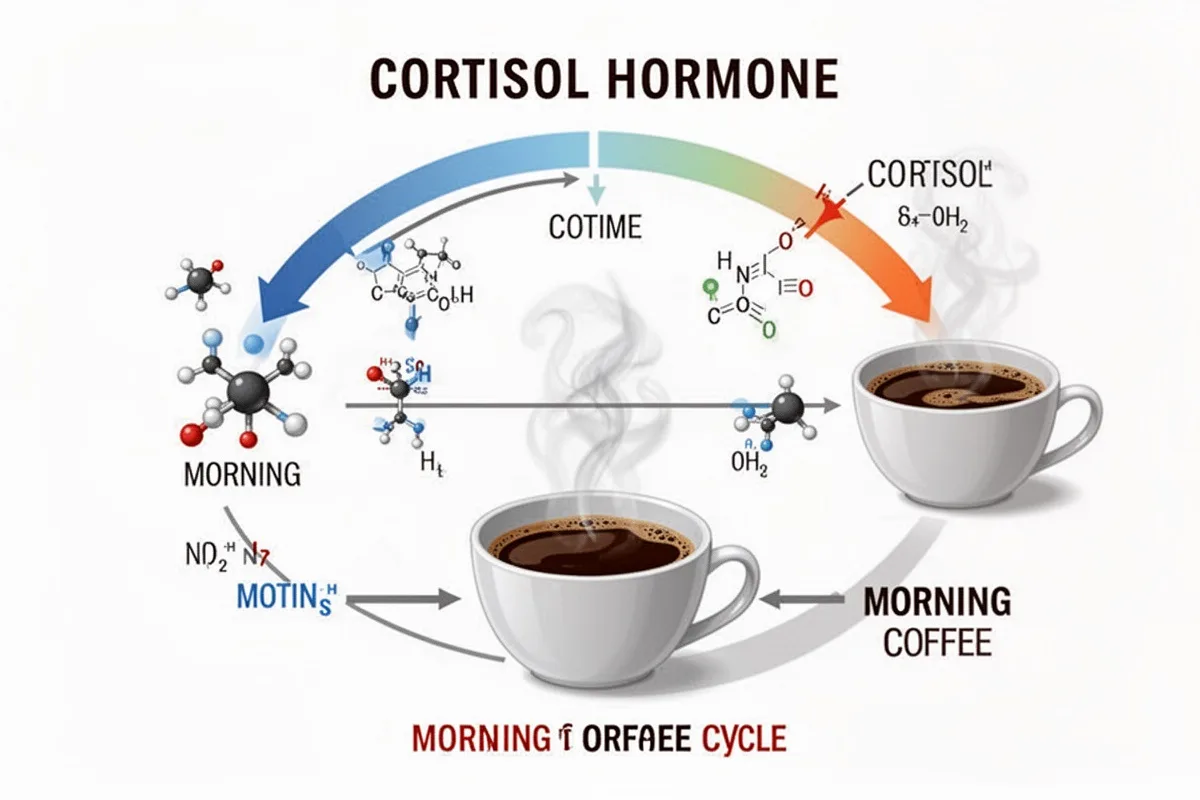 cortisol hormone cycle diagram simplified morning coffee timing concept