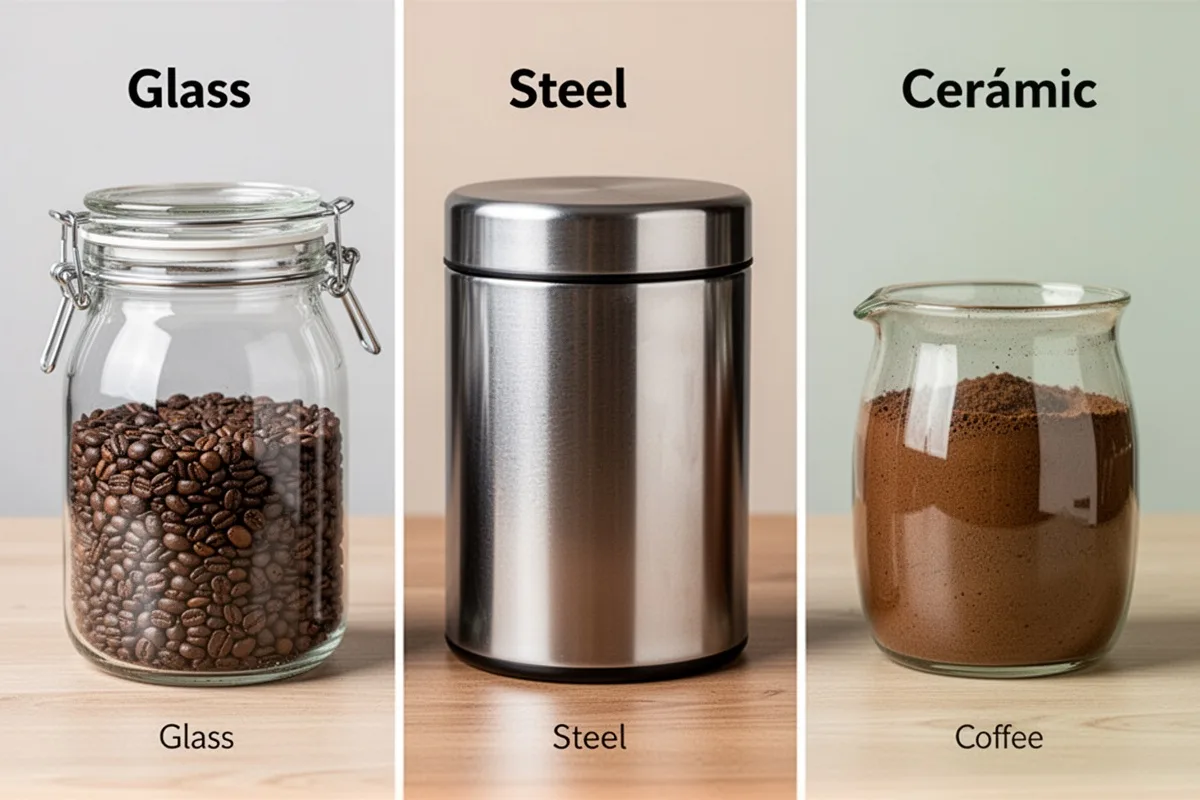 different coffee storage containers comparison glass steel ceramic coffee freshness