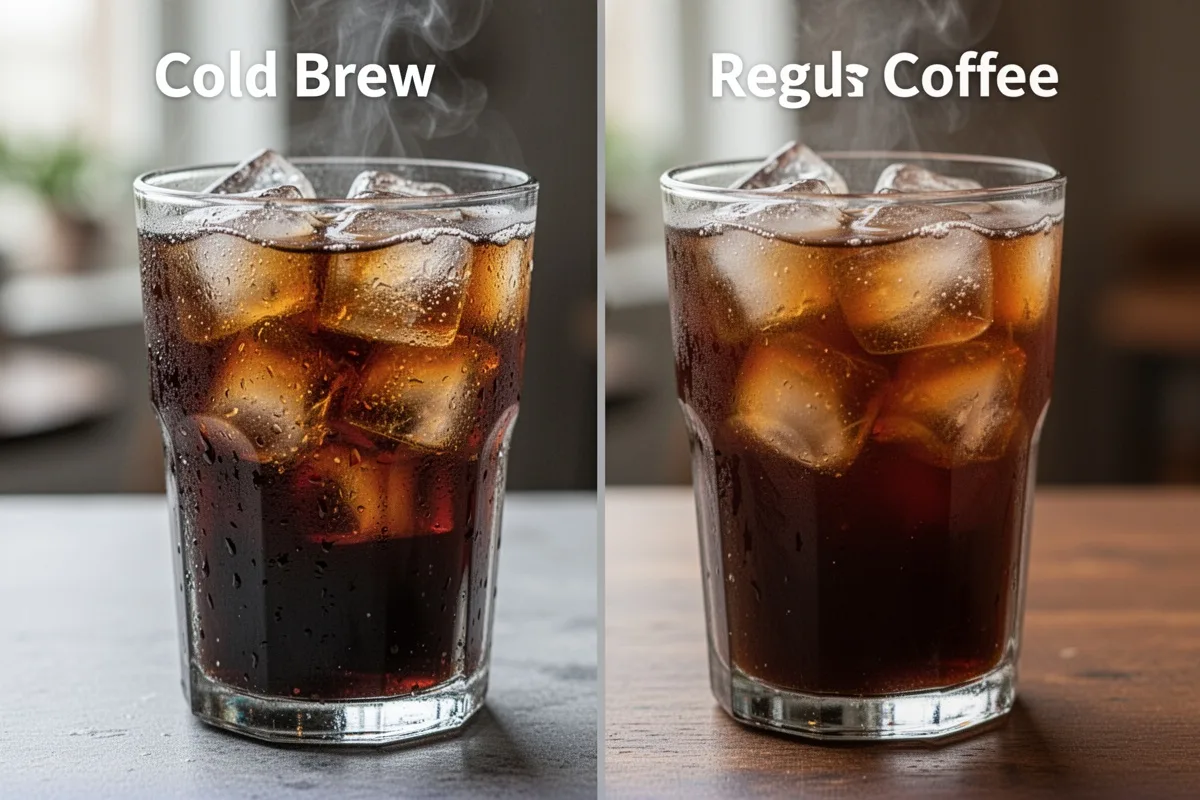 cold brew vs regular iced coffee comparison two glasses side by side
