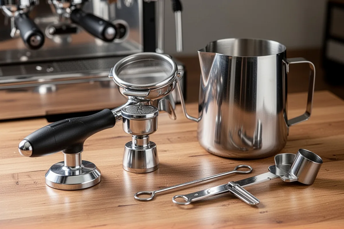espresso machine accessories tamper portafilter milk pitcher barista tools
