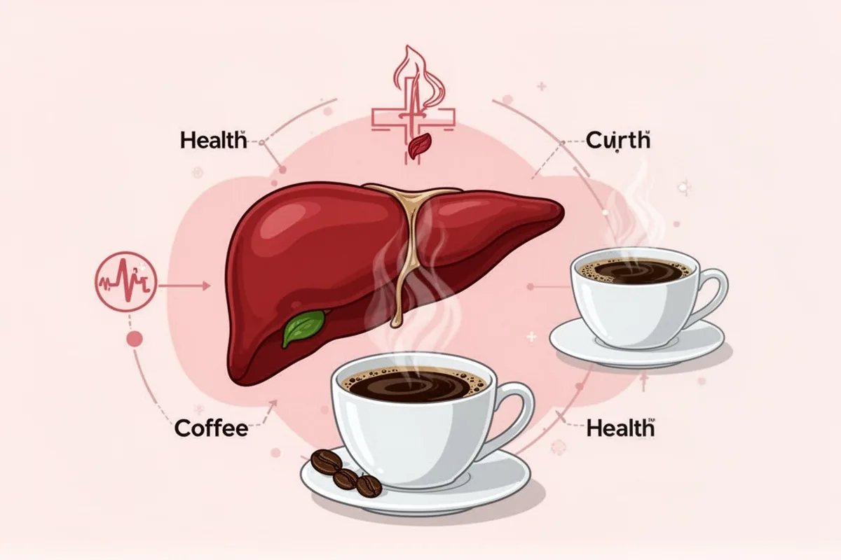 liver health concept with coffee medical illustration simplified wellness