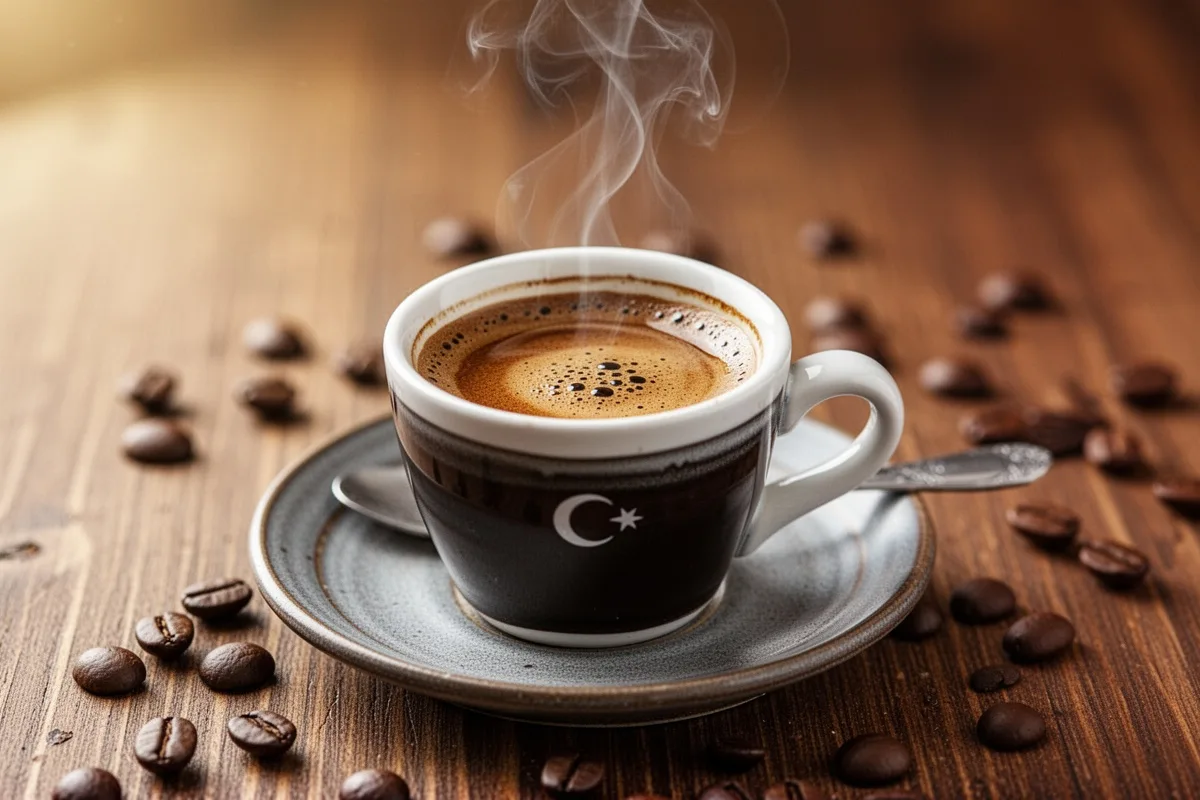 one small Turkish coffee cup portion size moderate consumption concept